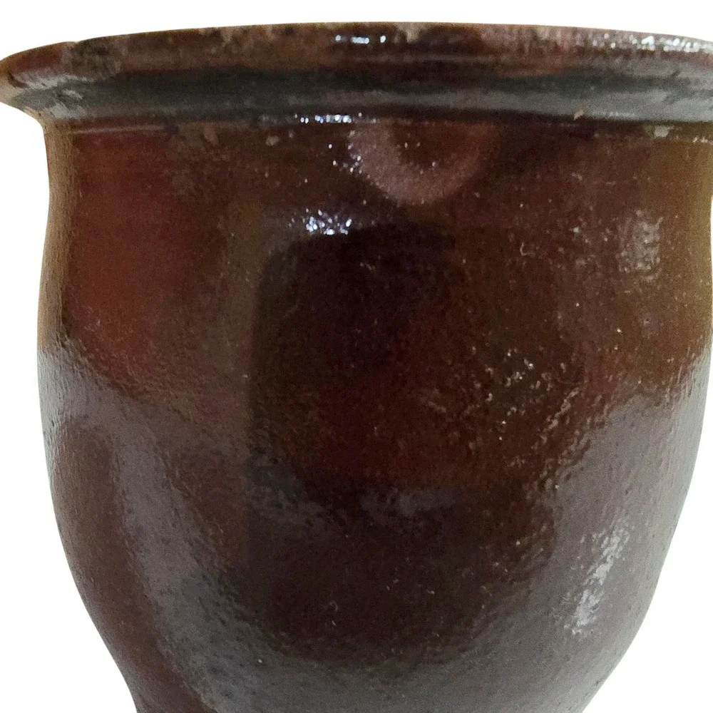 Vintage Brown Composition Cachepot 4 in Small Rustic Planter Crock